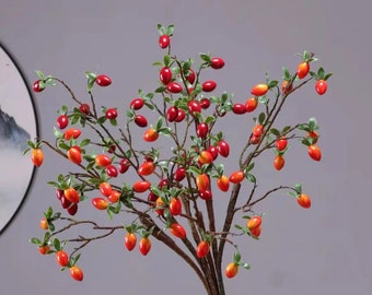 Diospyros Lycioides Fruit Branch, Cathay Persimmon, Fall Wild Fruit Craft, Artificial Flower, Home Floral Decor, Wedding Party Arrangement