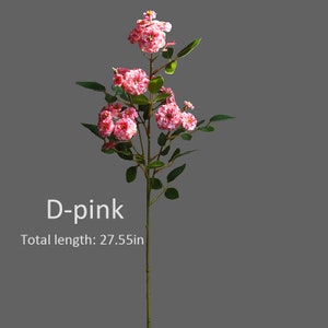 May include: A single stem of artificial pink roses with green leaves. The stem is approximately 27.55 inches long. D-pink.