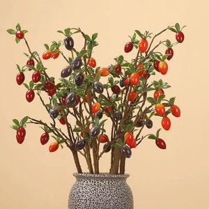 Small Persimmon Fruit Branch, Fake Cherry Tomato Stems, Autumn Berry Craft, Artificial Flowers, Home Floral Decor, Wedding Arrangement, Gift