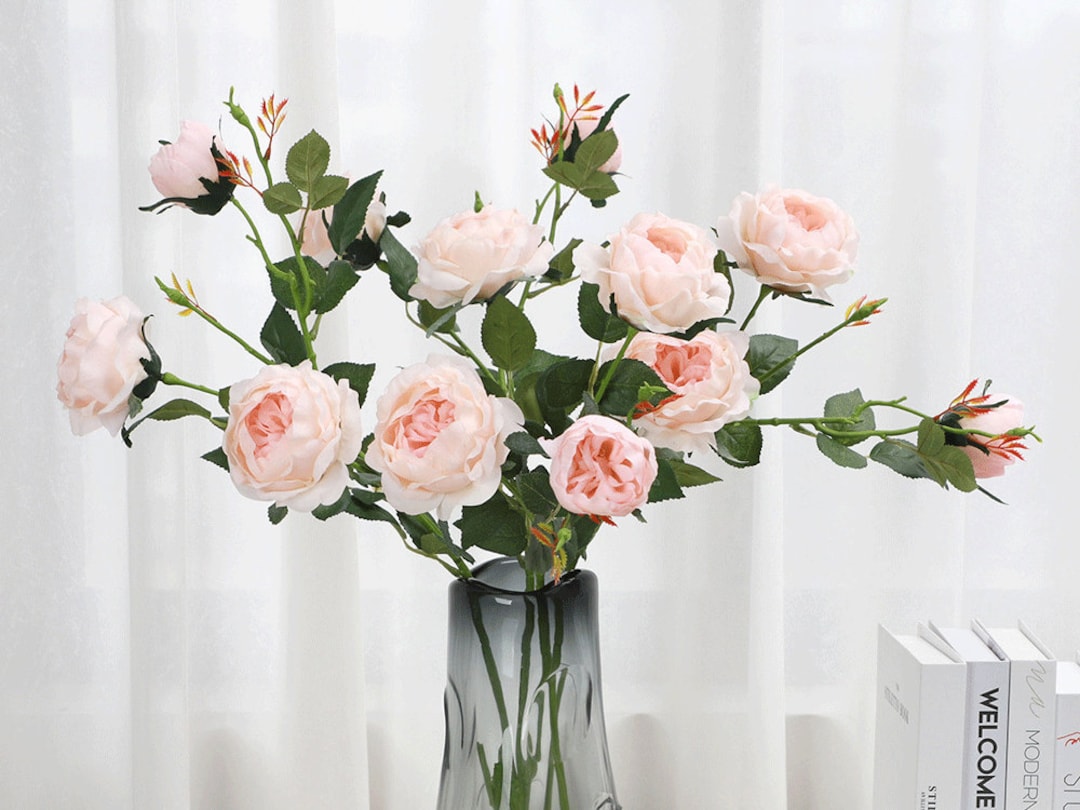 Real Touch Rose Stem With Foliage Realistic Flower Craft Etsy