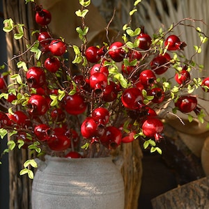 Hochwertiger Granatapfel mit Blattwerk, Kunstfrucht und Blatt, Home Floral Dekor, Chinesische Hochzeit Party Blumenarrangement, Bodenvase Füllstoff
