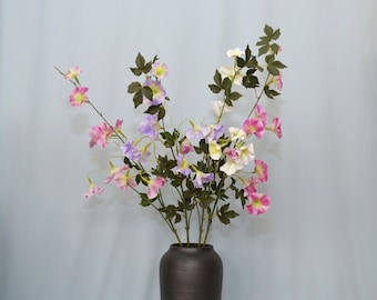 Faux Morning Glory Artificial Bloom Vine, Trailing Flower Stem, for Hanging Garden Wedding Decor, Table Centerpiece, Floral Arrangements