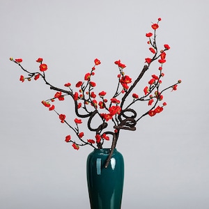 中国産梅の花の枝、フェイク桜スプレー、造花工芸品、ホームフラワーデコレーション、ウェディングアレンジメント、テーブルセンターピース