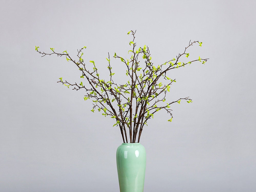 Artificial Shooting Branch with Tender Leaves, Faux New Growth Branches, Realistic Greenery Stems, Decorative Leafy Twigs, Home Floral Decor