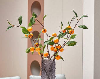 葉付きキンカンの枝、人工ミカン工芸品、葉付きフェイクオレンジの茎 