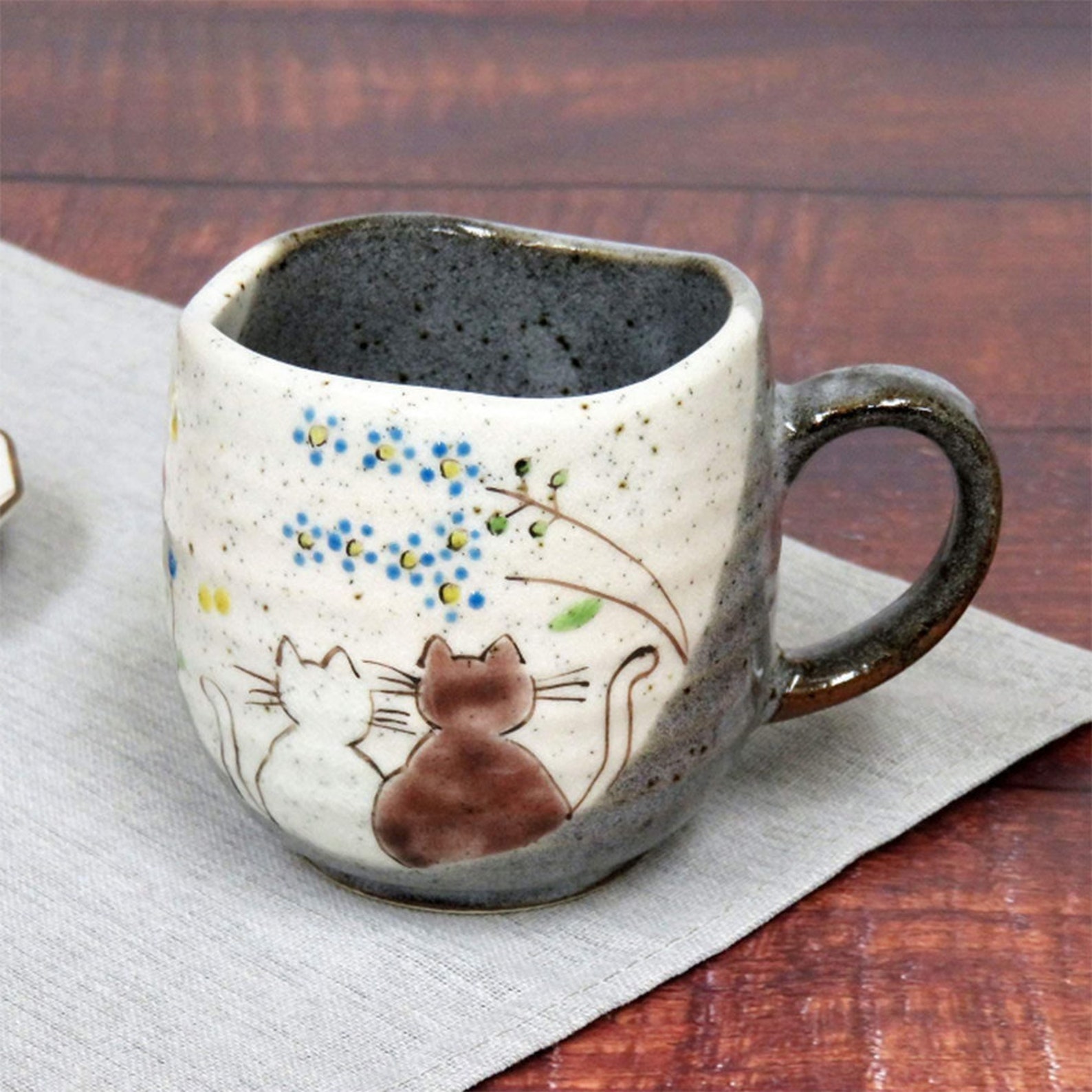 Handmade Japanese ceramic mug golden flower pottery cup Etsy
