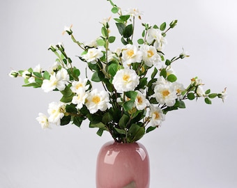 Hochwertiger chinesischer Rosenstiel, Künstlicher Rosa Chinensis, Faux Camellia Arrangement, Home Flower with Rich Foliage, Hochzeitsparty FloralEs Dekor