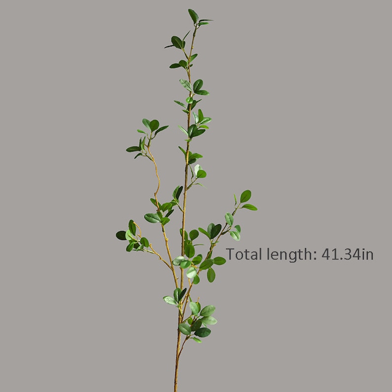 May include: A single artificial green plant stem with brown branches and small leaves. The stem is approximately 41.34 inches long.  Total length: 41.34in