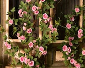 Artificial Climbing Rose with Long Vine, Hanging Wall Flower, Wedding Party Arch Decoration, Home Floral Arrangement, Garland Wreath Pick