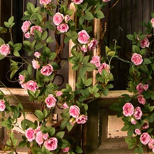 Artificial Climbing Rose with Long Vine, Hanging Wall Flower, Wedding Party Arch Decoration, Home Floral Arrangement, Garland Wreath Pick