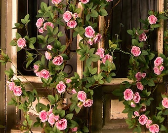Rosa trepadora artificial con tallo largo, flor colgante de pared, decoración de arco para bodas y fiestas, arreglo floral para el hogar, guirnalda o corona.