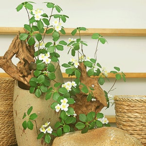 Zen Plant with Flower, Rustic Wildflower Crafts, Artificial Greenery, Home Floral Decor, Wedding Flower Arrangement Centerpiece, for Garland