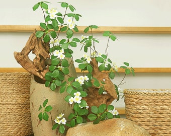 Zen Plant with Flower, Rustic Wildflower Crafts, Artificial Greenery, Home Floral Decor, Wedding Flower Arrangement Centerpiece, for Garland