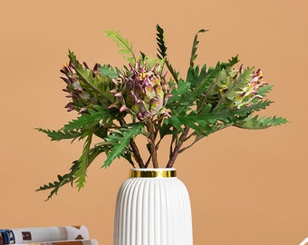 Artificial Dragon Fruit Stem, Faux Artichoke Fruit with Foliage, Large Silybum Marianum Branch, Home Flower Craft, Window Floral Decoration