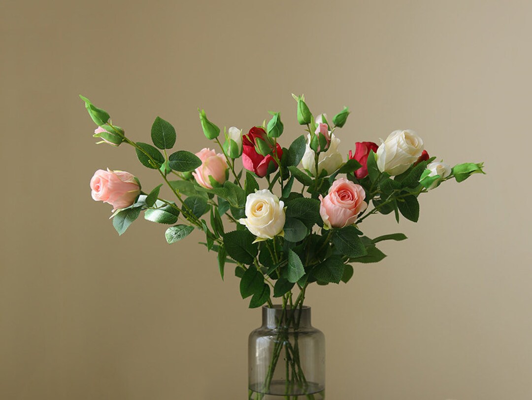 Faux Rose Spray With Bud Artificial Flower Craft Living Room Etsy
