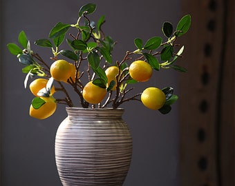 Artificial Pequeña Rama de Limonero Falso Arreglo de Fruta Fresca Falso Tallo de Lima sintética con Mesa de Hojas Centro de Mesa Floral Fotografía Citrus Prop