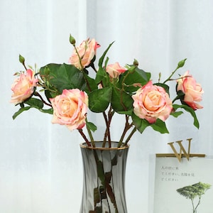 Real Touch Rose with Bud, Artificial Flower Stem, Home Floral Decor, Realistic Petal Craft, Wedding Party Arrangement, Spray for Dining Room