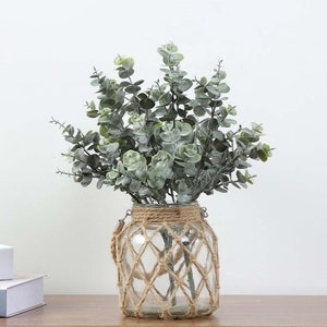 Eucalyptus Stem with Rich Leaf, Artificial Foliage Branch, Wedding Floral Decor, Home Garden Greenery Arrangement, Bouquet Wreath DIY Filler