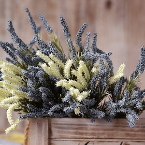Artificial Wheat Ear Bouquet, Fake Rice with Foliage Bunch, Rustic Lavender Bundle, Home Flower Decor, Wedding Party Floral Arrangement Gift