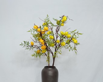 Artificial Carambola Branch Faux Star Fruit Stem Tropical Fruit Twig Tall Vase Decor Farmhouse Botanical Wedding Display