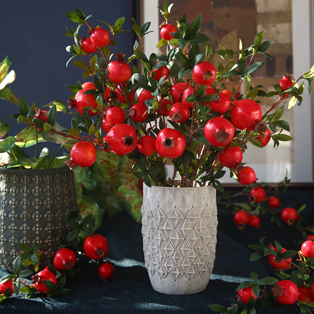 Rami Di Melograno Artificiali Con Frutti – Set Da 3 Pezzi, 95cm, Per Decorazioni D'Interni Ed Esterni
