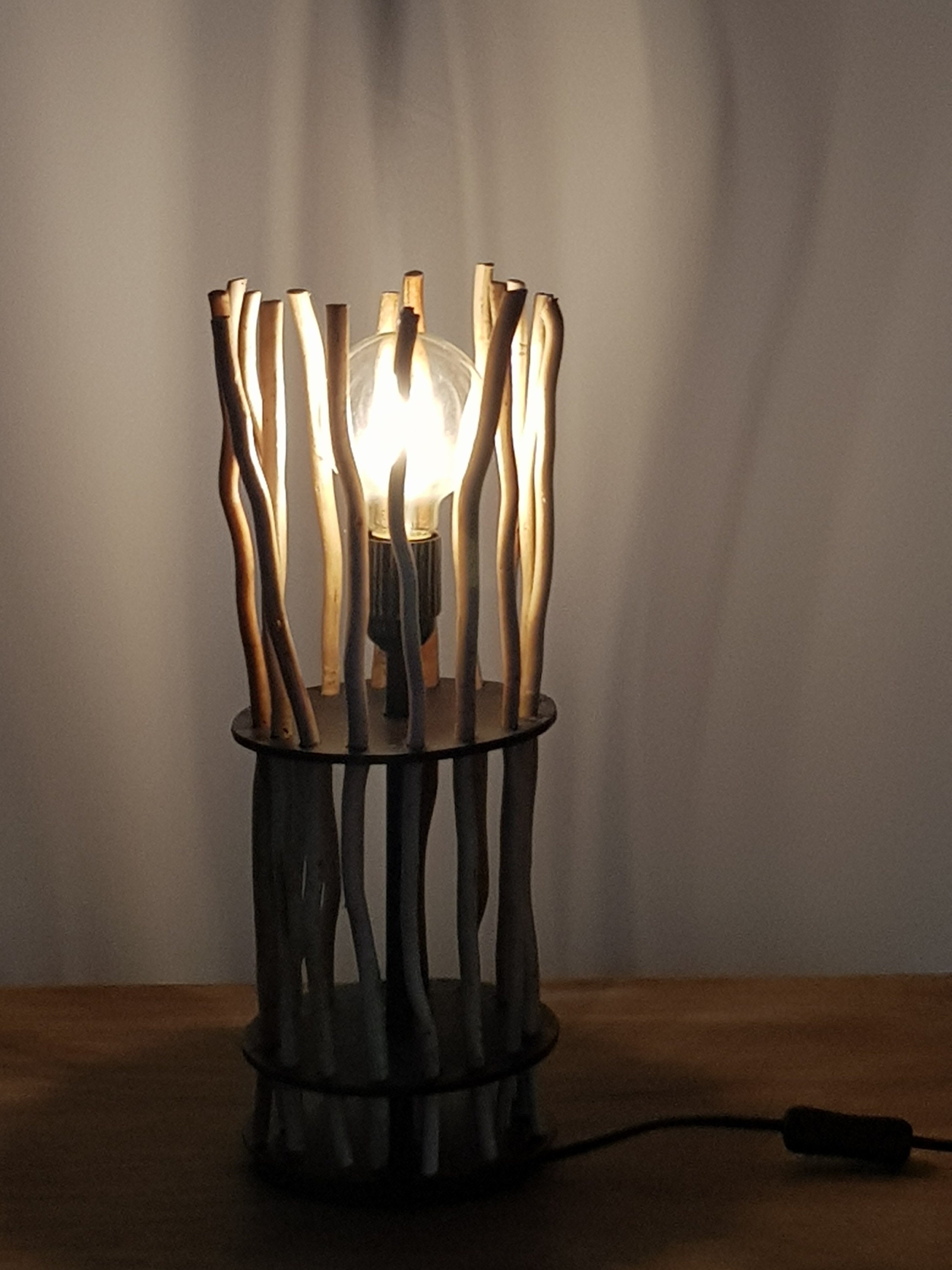 Lampe de Table Ornementée Bois Flotté