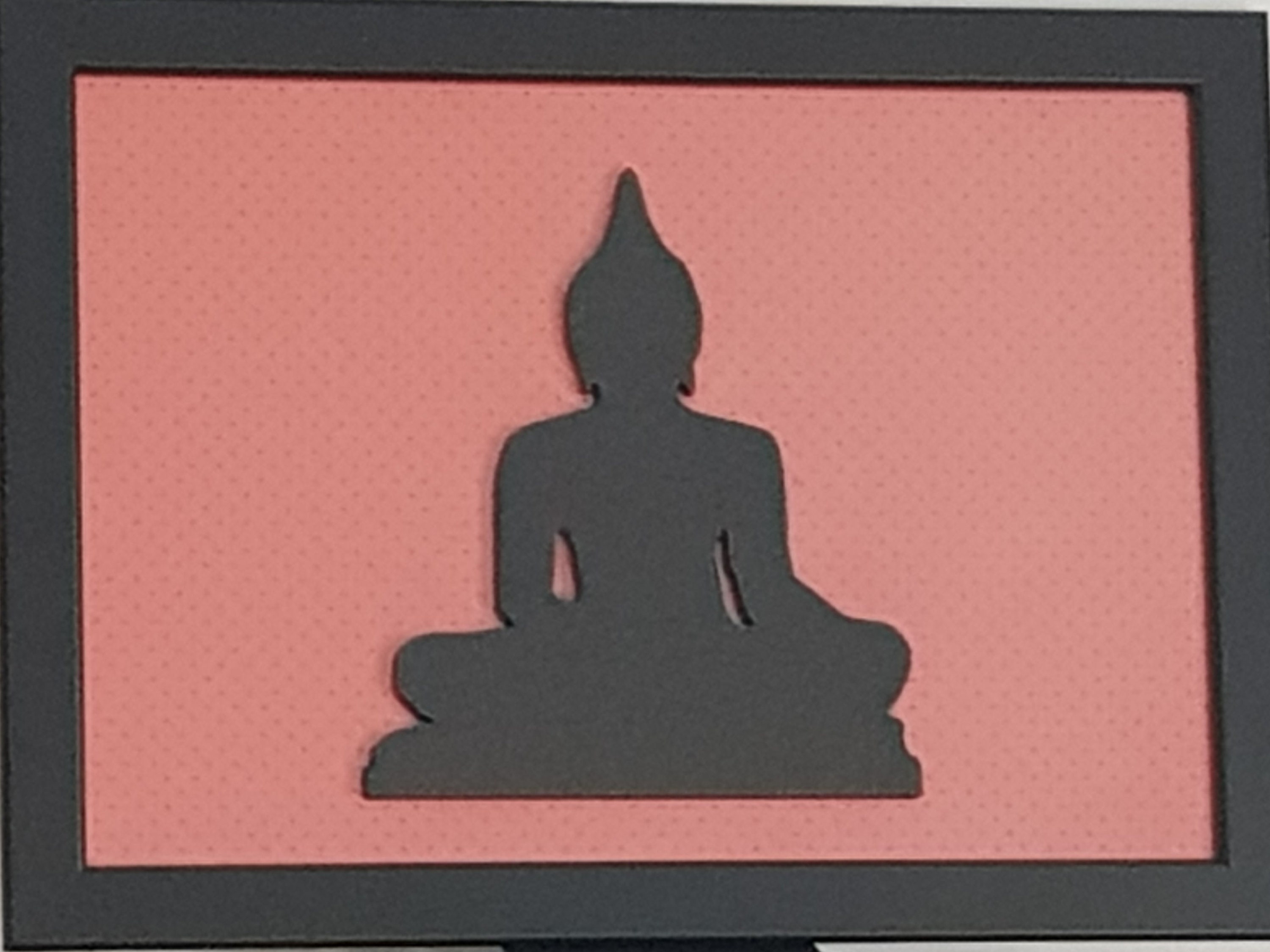 Cadre avec Bouddha Noir sur Fond Rouge