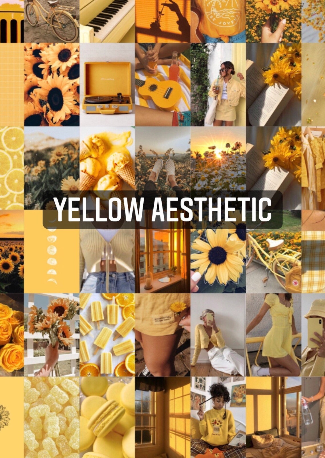 Yellow Aesthetic Wall Collage Set 50 Physical Prints Etsy