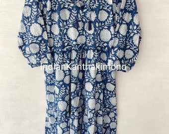 Hand Block Printed dress| Summer Dress| Cotton Dress| Party wear I Kitty Floral Print | Made in India Block Print Dress I Woman Clothing