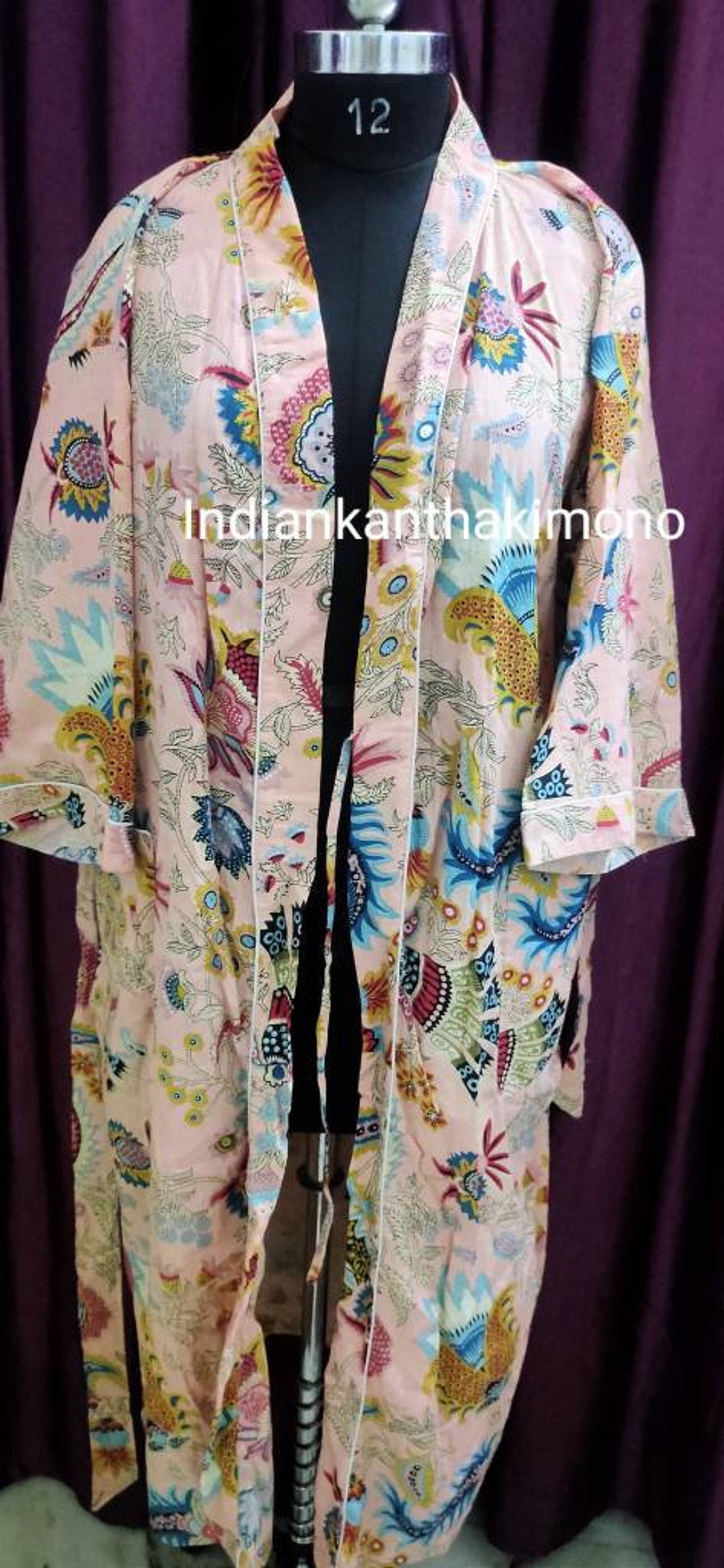 Indian Printed Kimono Mukut Robes With Stylized Mukut Floral | Etsy
