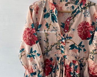 Cotton Floral Dress|Handblock Dress| Cotton Dress| Skatar Dresses| Circle Dresses| Long Rounded Dress|Button Style Dress,Blockprint Dress