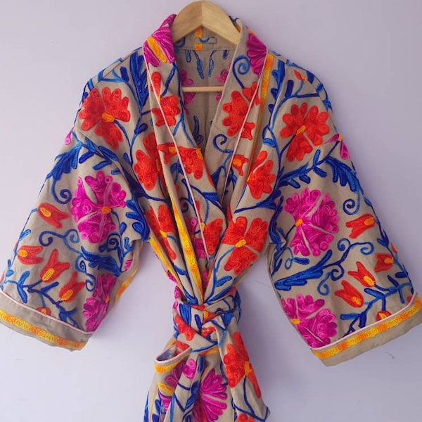 Vintage Handmade Embroidery, SUZANI Robe, father day gifts