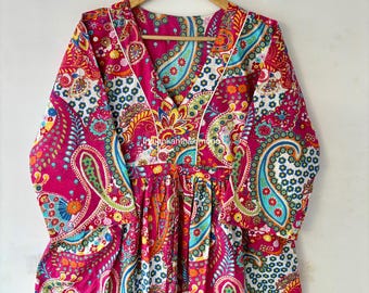 New Pink Cotton Blockprint Dress,Gown And Maxi Dress,Women Wear Dress,Handprint Dress,Long Dress,Patchwork Cotton dress,Festival Dress