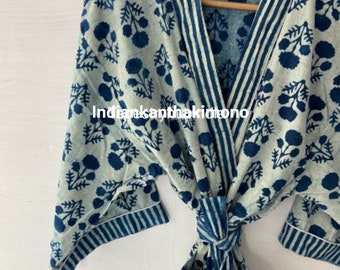 Cotton kimono l Cotton Robe | Kimono Indian Dressing Gown | Floral Bath Robe | Night Wear Suit | Long Cotton Robe
