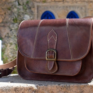 Moroccan brown leather Clutch, leather Cross Body Bag , Moroccan brown handbag, Leather Moroccan shoulder bag, leather handbag