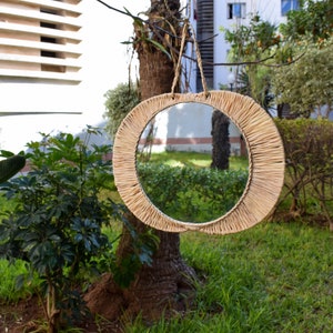 Moroccan Handmade straw mirror, Raffia wall mirror, Wall Decor Mirror, Rond wall mirror, Boho Decor, Mirror Wall decor, Wall decor