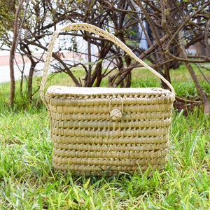 Panier pique-nique marocain en paille beige fait main, panier pique-nique marocain en osier, boîte marocaine en paille, boîte marocaine en osier, boîtes en raphia