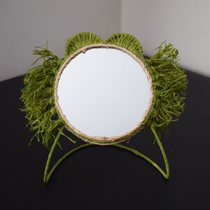 Moroccan handmade Tabletop mirror, Raffia mirror, Cat Decor Mirror, Cat mirror, Boho Decor, Tabletop Mirror Wall decor, Tabletop decor