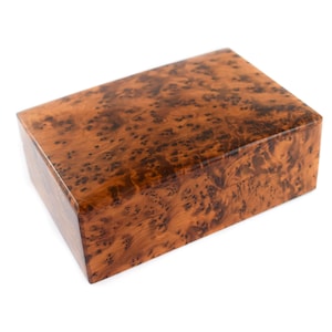 Boîte marocaine faite main en bois de thuya 6,3 x 4,3 x 2,4 cm, belle boîte à bijoux en bois de forme rectangle, faite main, cadeau de Noël ou d'anniversaire