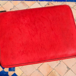 Moroccan Leather handmade Laptop cover 10 inch max, red laptop sleeve, leather laptop case, gift for him or her, red real Leather tab cover