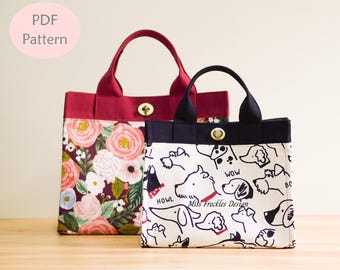 Hannah Tote Bag Sewing Pattern, 2 sizes (PDF pattern)