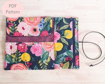 Makeup Brush Roll Pattern: Zipper Pocket, Floral Design (PDF)