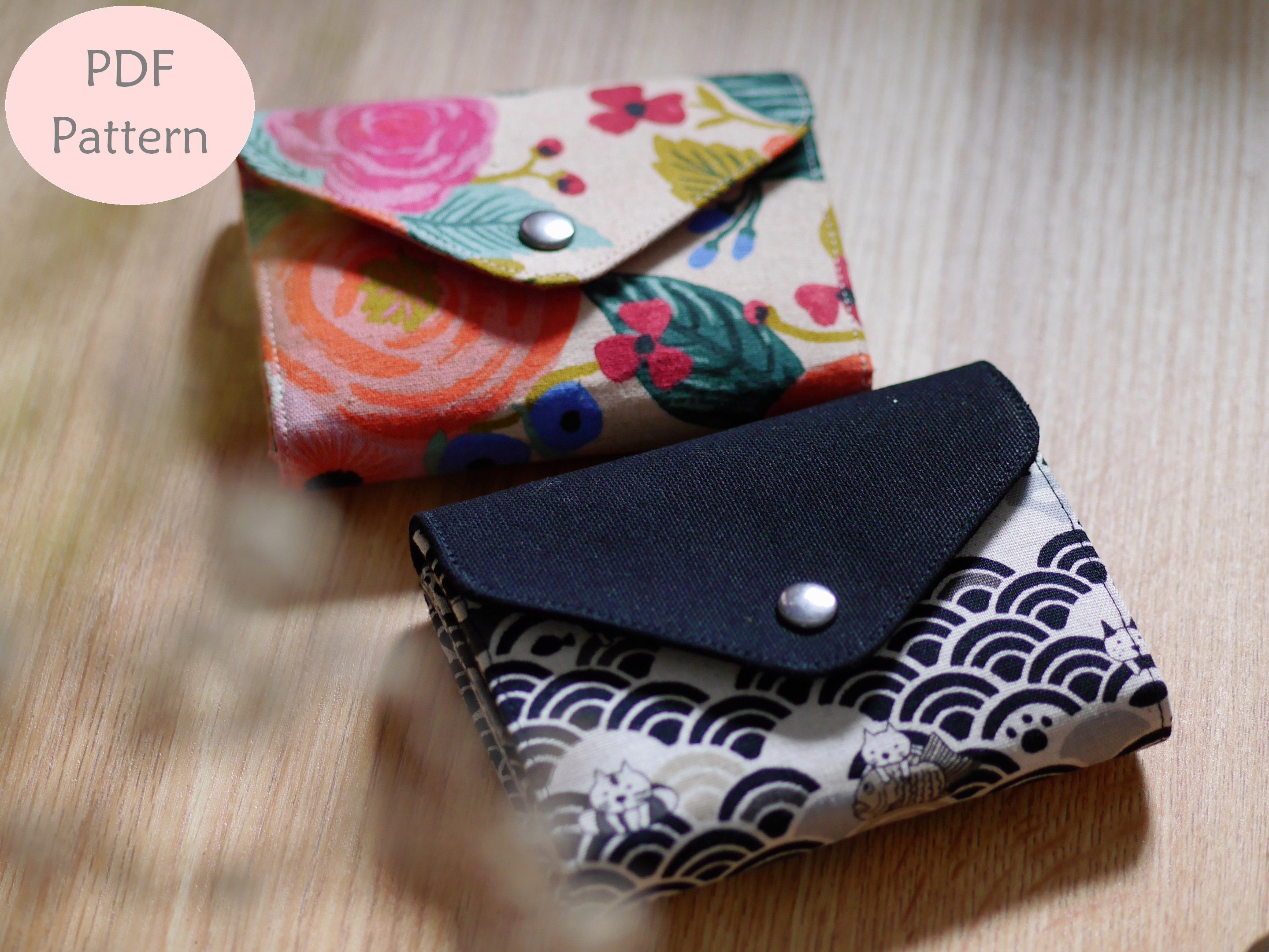 Credit Card Holder RFID Protected RFID Fabric Wallet Small Wallet Cash  Credit Card Wallet Groovy Garden Blocks Fabric 