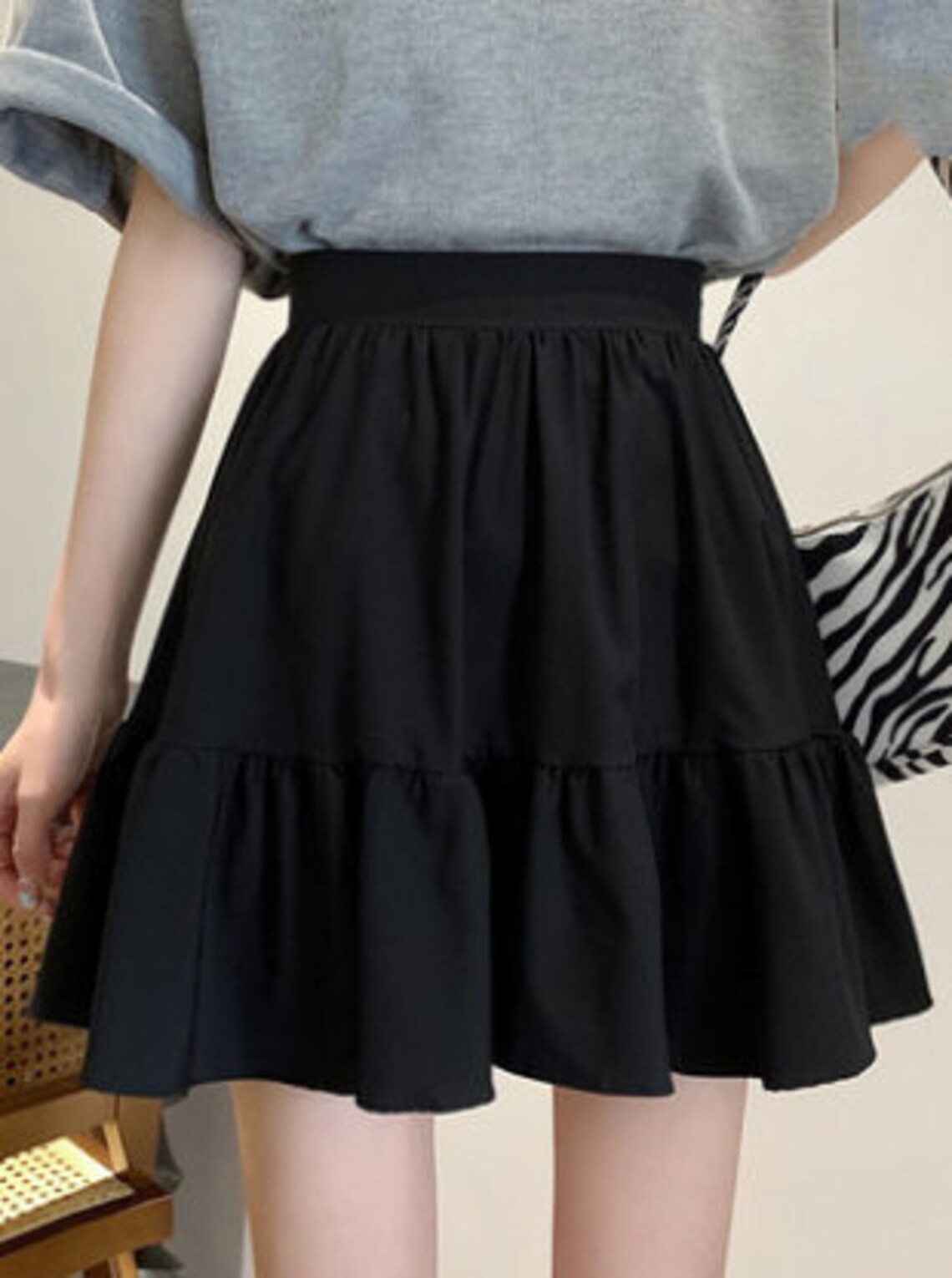 Black Umbrella Skirt Halflengthskirt Summer Aline Skirt Etsy