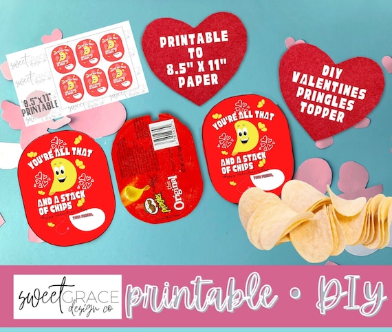 Chips Kids Valentines Printable, Use With Pringles Snack Size