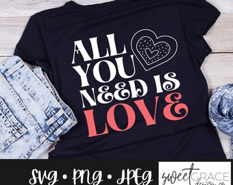 All you Need is Love svg & png, Beatles Valentine svg, Valentine's Day SVG, Sublimation, Valentine's Day 2022 SVG, Cross Heart svg
