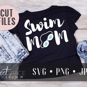 Swim Mom SVG Shirt Design. Mom of Swimmer svg T-Shirt Design ONLY. Cricut Cut Files. Swim Mom Shirt Design. image 1
