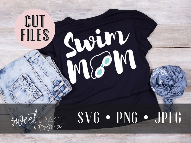 Swim Mom SVG Shirt Design. Mom of Swimmer svg T-Shirt Design ONLY. Cricut Cut Files. Swim Mom Shirt Design. image 1