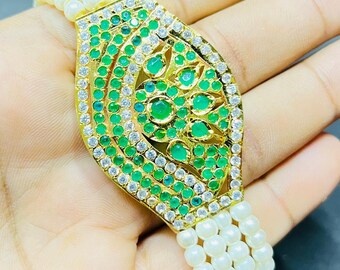 Vibrant Peacock Feather Beaded Bracelet Handcrafted Green color Boho Chic Jewelry
