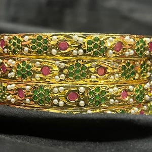 Hyderabadi jadau Work Chuda Set For Indian Bride and Wedding Wear Brass and Gold Plated Bangles Set For Women